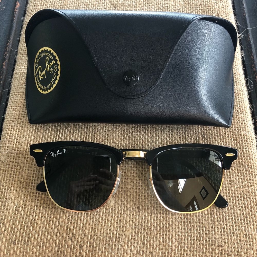Ray Ban polarized black clubmaster sunglasses